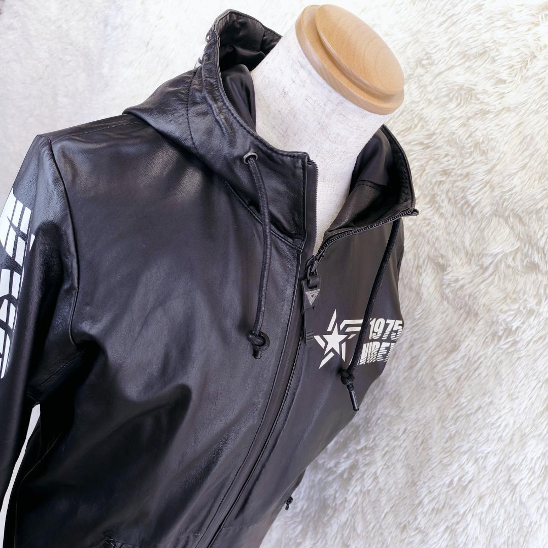 極美品✨　AVIREX　アヴィレックス　レザージャケット　パーカー　ラム羊　本革