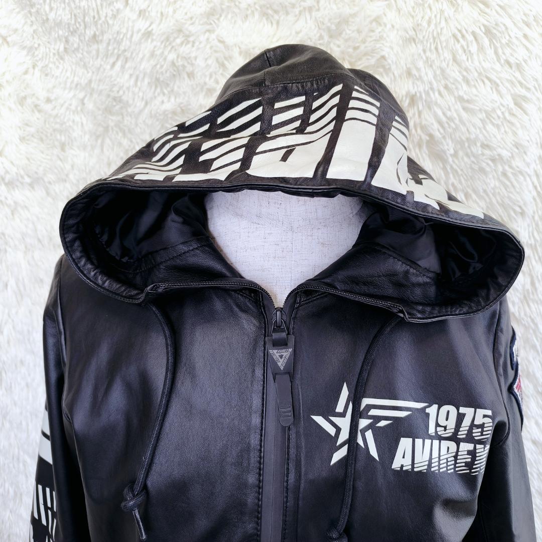 極美品✨　AVIREX　アヴィレックス　レザージャケット　パーカー　ラム羊　本革