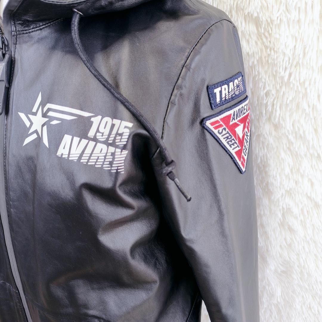 極美品✨　AVIREX　アヴィレックス　レザージャケット　パーカー　ラム羊　本革