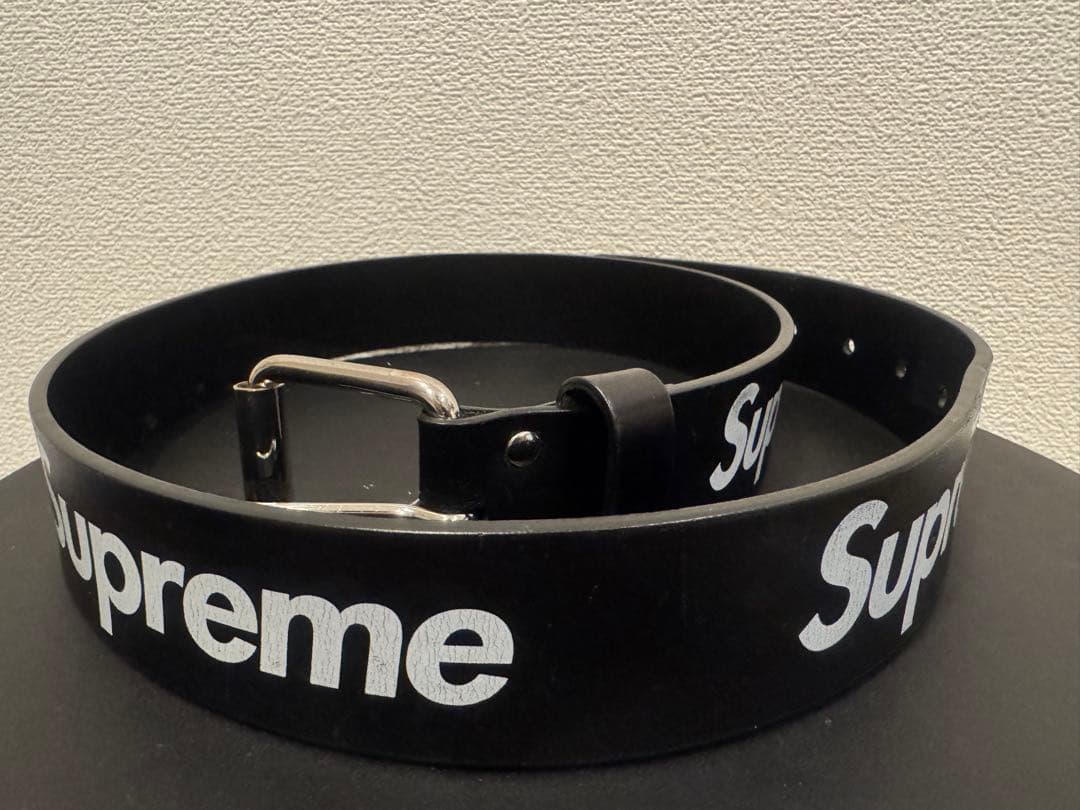 Supreme Repeat Leather Belt 黒 S