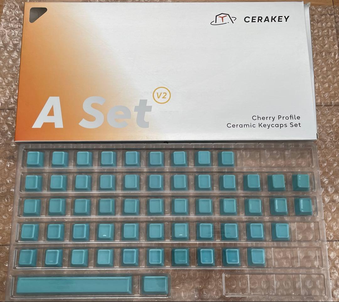 Cerakey キーキャップ v2 無刻印Aセット+おまけ canal blue