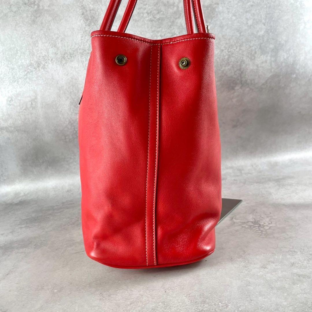 【美品✨希少】シセイ トートバッグ 肩掛け A4収納可 オールレザー レッド