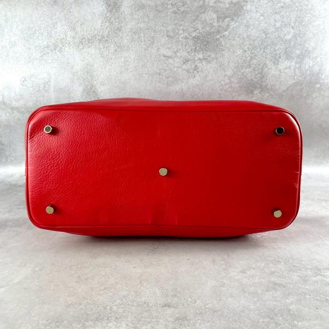 【美品✨希少】シセイ トートバッグ 肩掛け A4収納可 オールレザー レッド