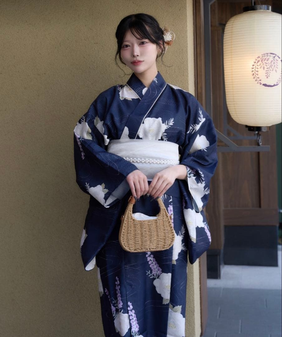 【Ambre Neige】2way浴衣セット/ネイビー