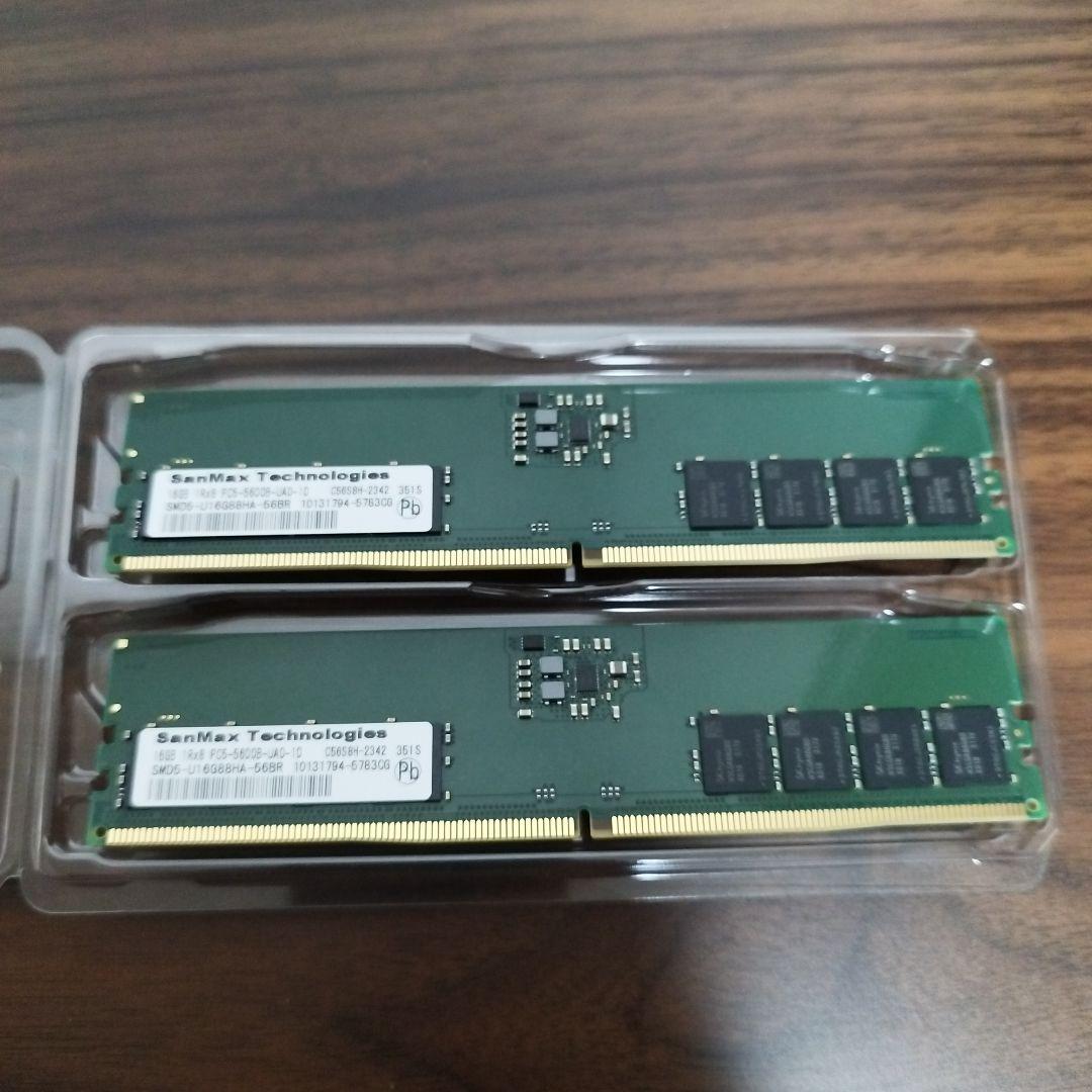 SanMax 32GB(16GB×2) DDR5 メモリー 2枚セット