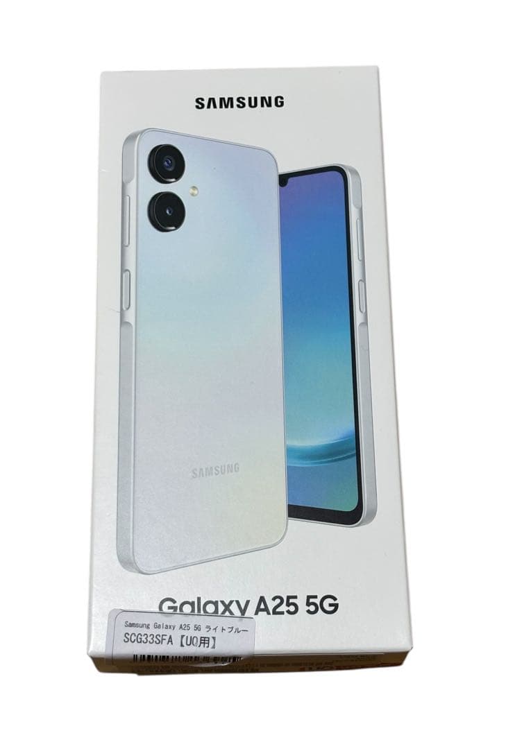SAMSUNG Galaxy A25 5G ライトブルー 店舗にて開封動作確認
