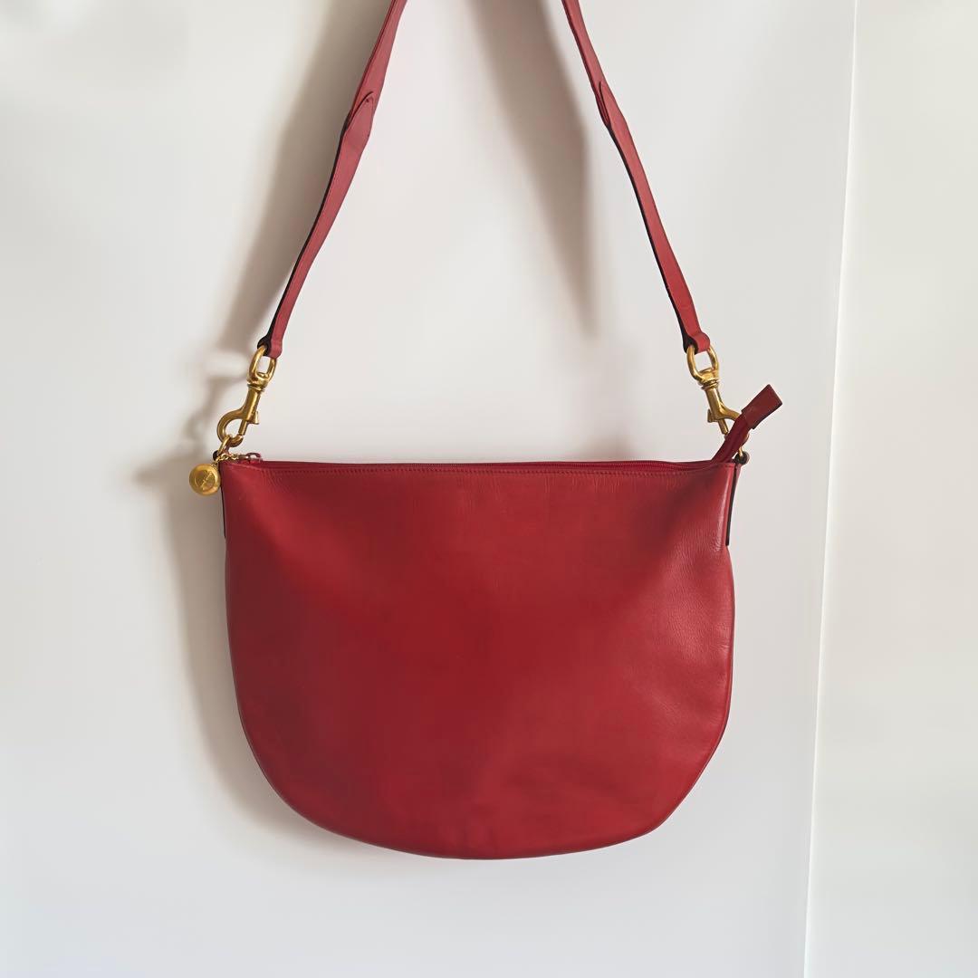 オールドグッチ バッグ 鞄 レザー クロスボディ 斜めがけ レッド 赤