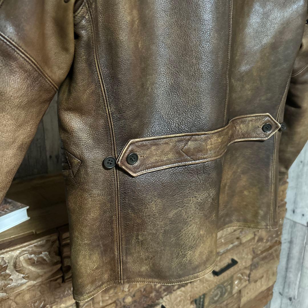 RRL BARRINGER レザー カーコート 極美品 サイズM エイジング加工
