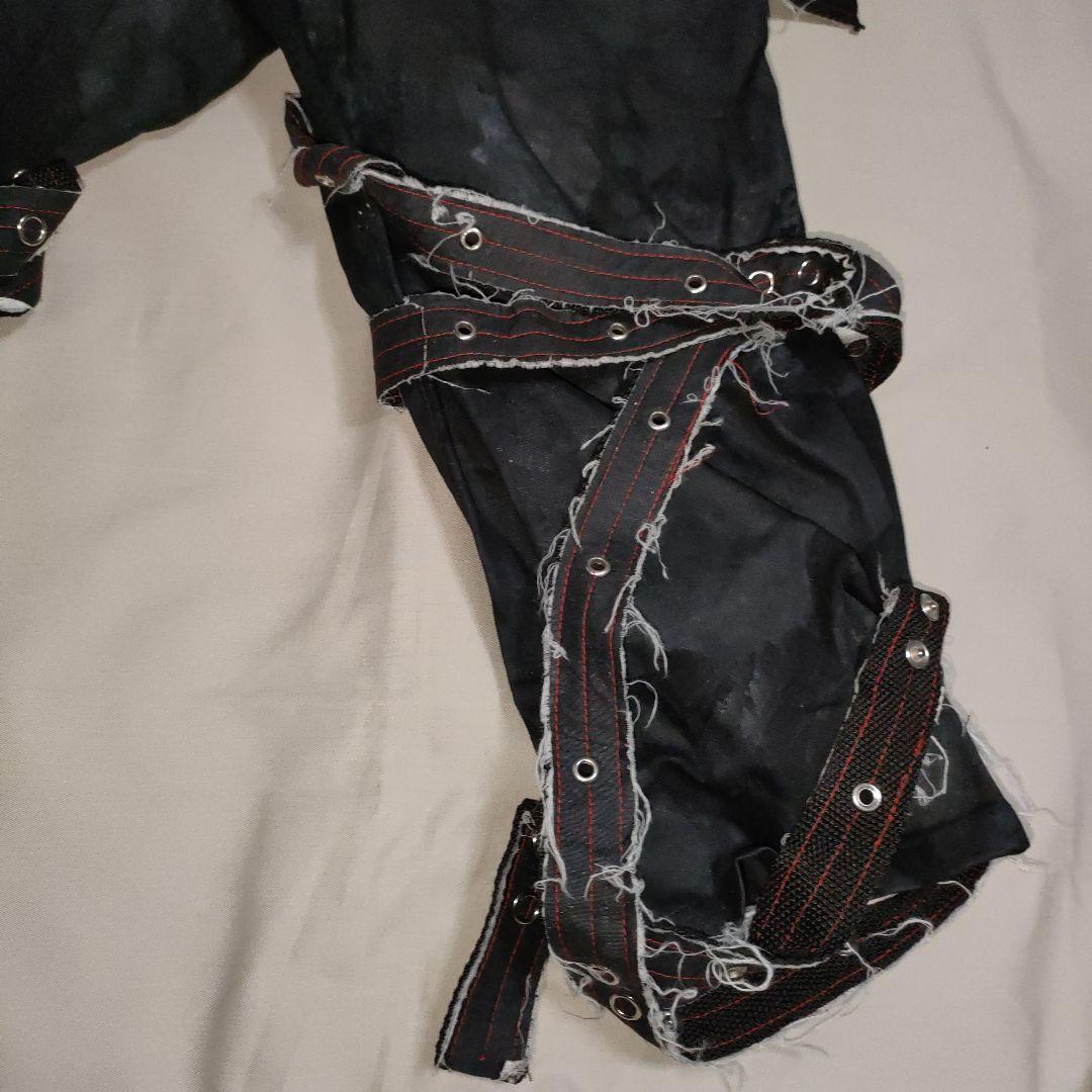 h.NAOTO ダメージベルト付き 黒 ハーフ パンツ 拘束 紐