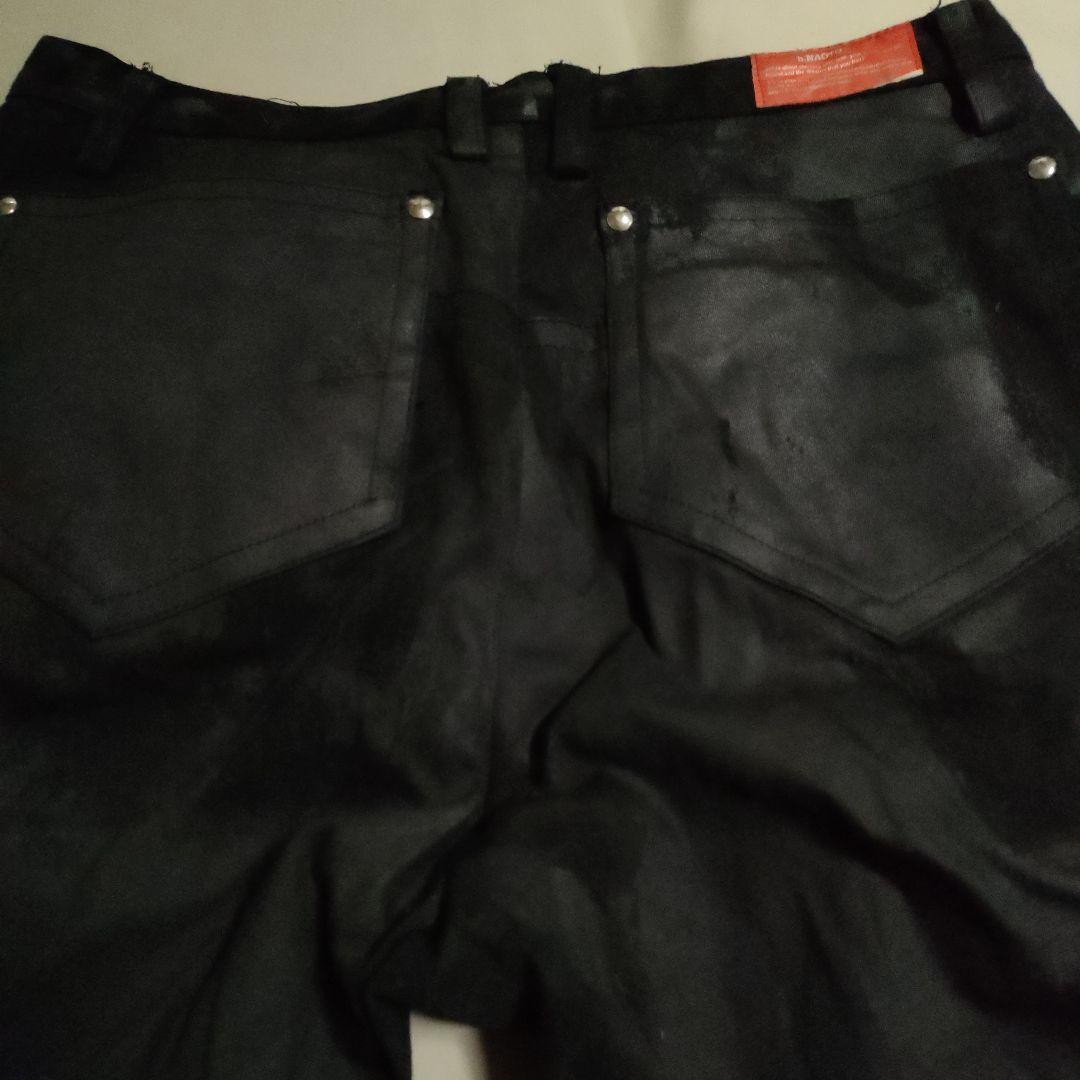 h.NAOTO ダメージベルト付き 黒 ハーフ パンツ 拘束 紐