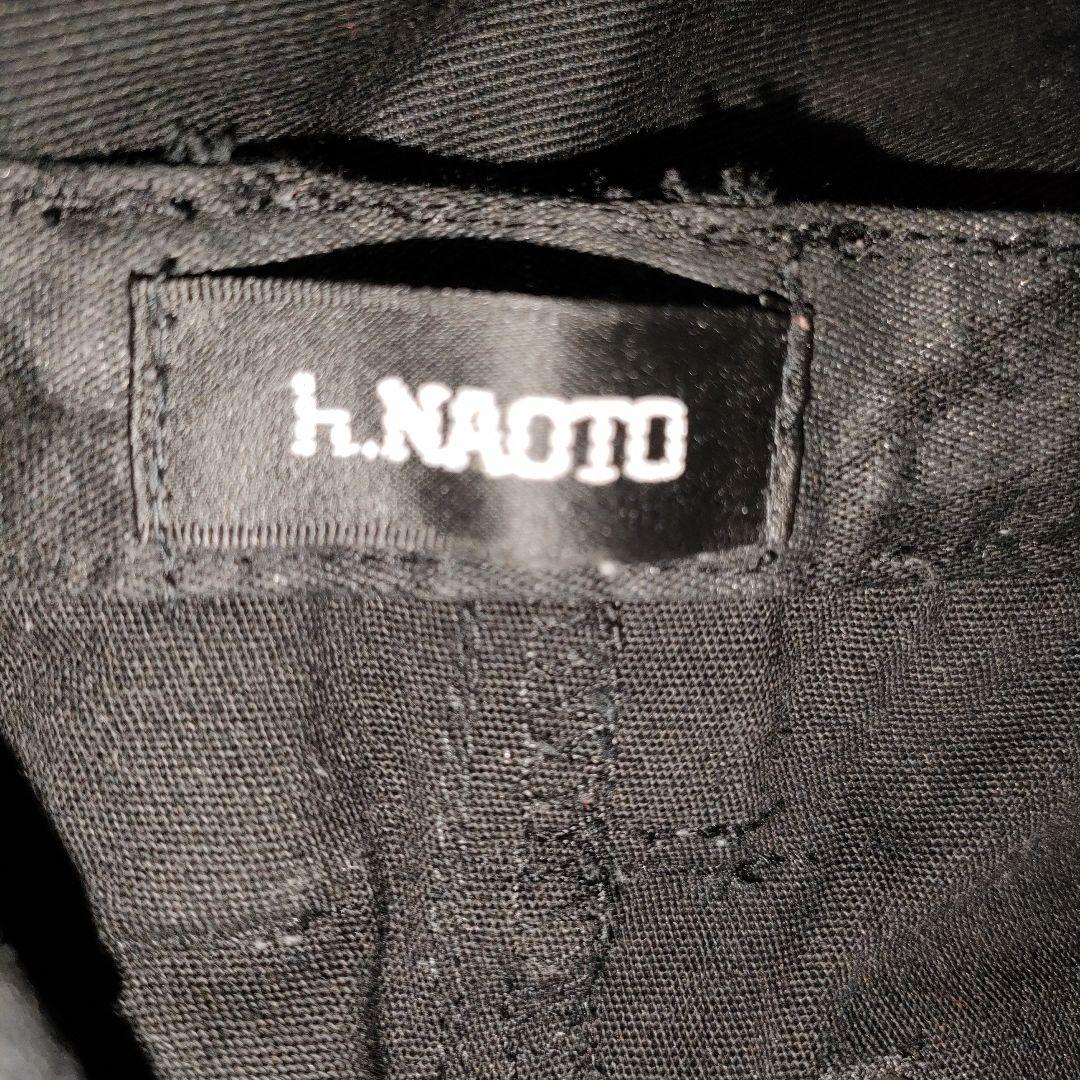 h.NAOTO ダメージベルト付き 黒 ハーフ パンツ 拘束 紐