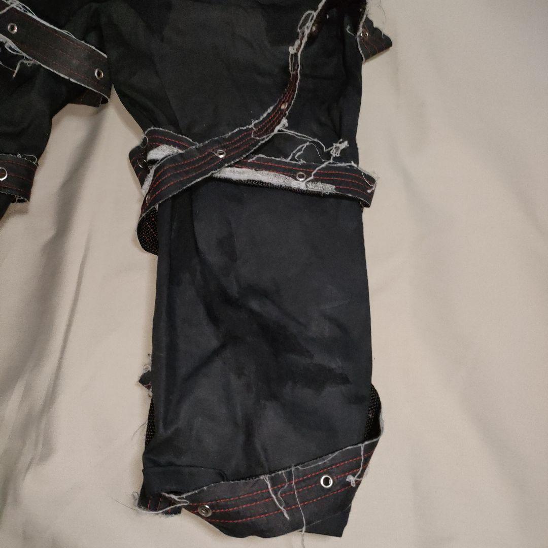 h.NAOTO ダメージベルト付き 黒 ハーフ パンツ 拘束 紐