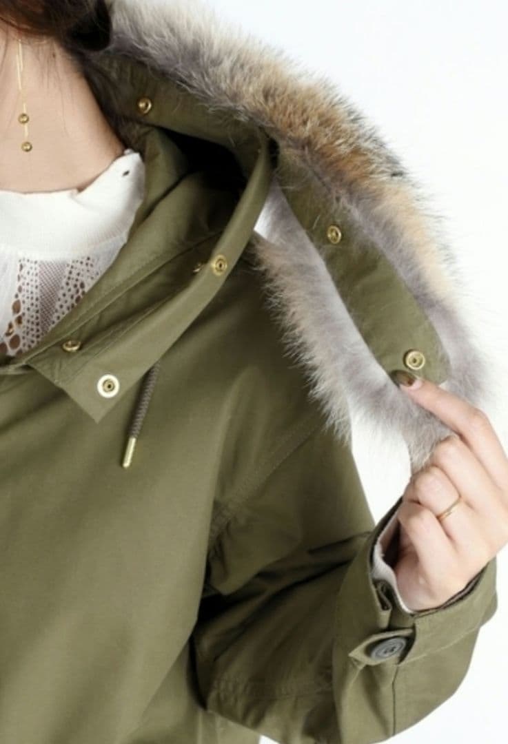 SHIPS モッズコート ファー付きカーキ