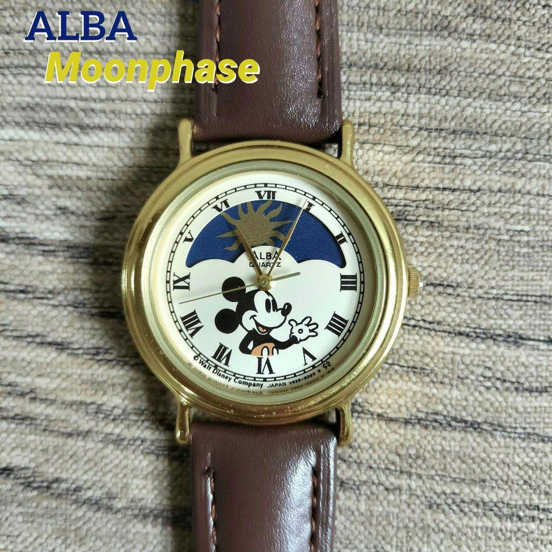 【希少✨】ミッキー ムーンフェイズ ALBA 腕時計 アナログ 昭和レトロ