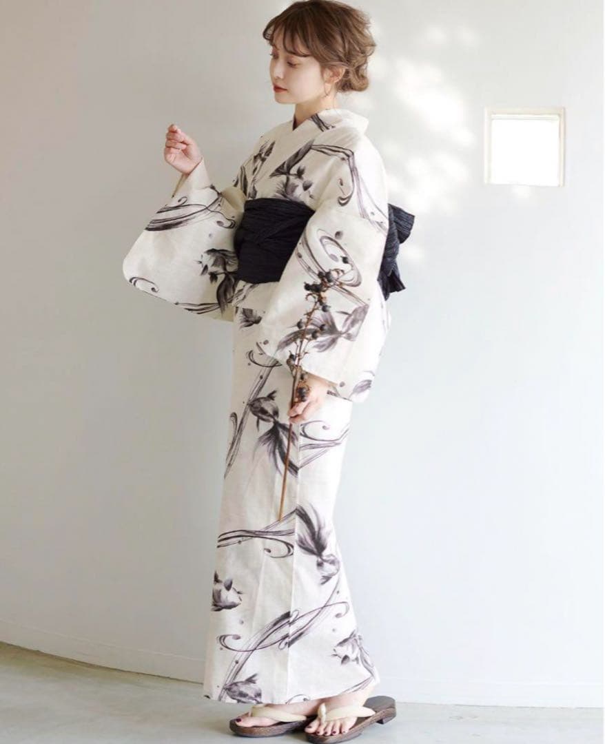 クリーニング済み Dita 京の水墨画 浴衣5点セット