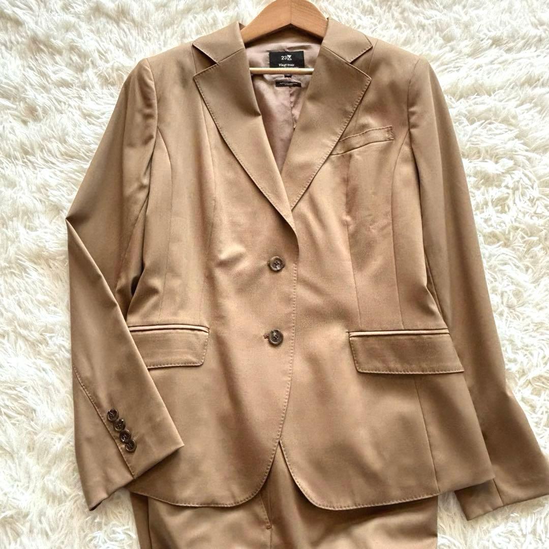 【極美品‼︎ 】23区 パンツスーツセットアップ 大きいサイズ19号相当 ベージュ