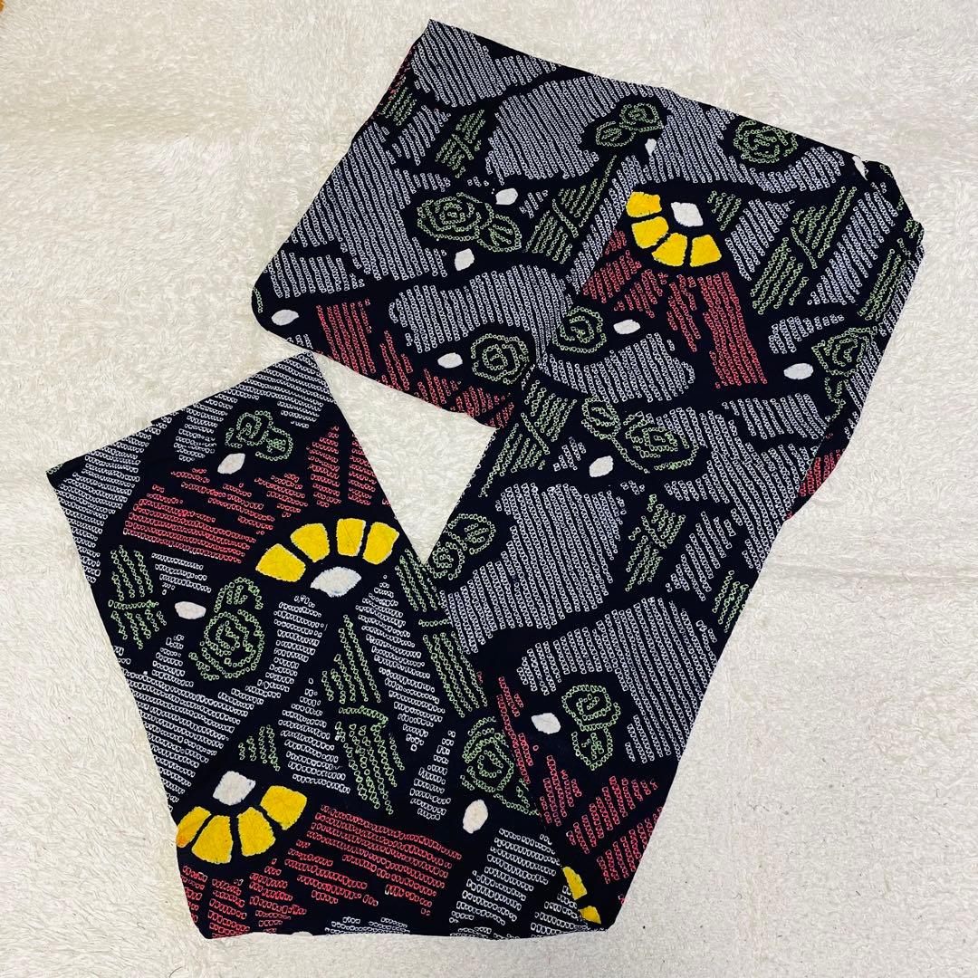 C1 希少✨レア✨高級 有松鳴海総絞り 扇子柄　総柄　レトロ浴衣 濃紺　藍色