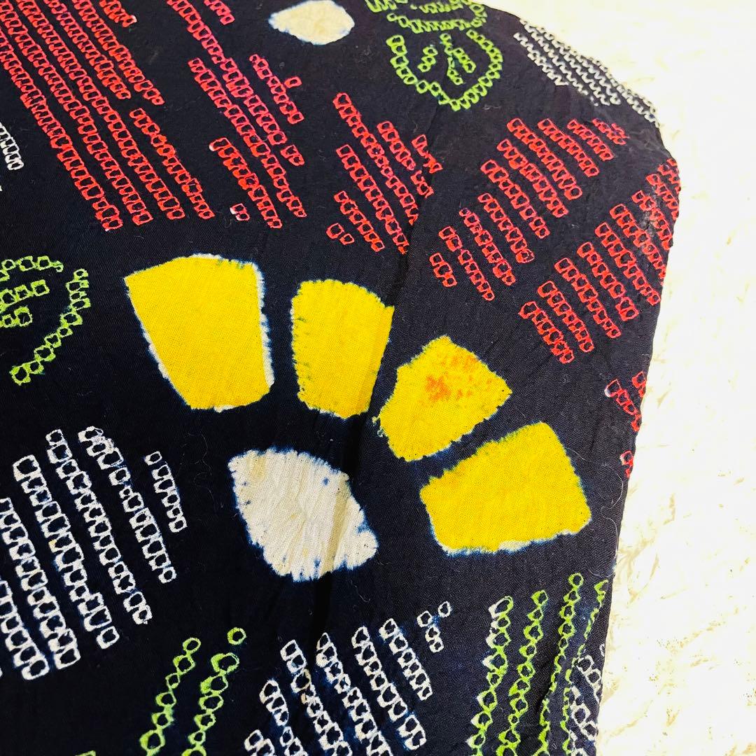 C1 希少✨レア✨高級 有松鳴海総絞り 扇子柄　総柄　レトロ浴衣 濃紺　藍色