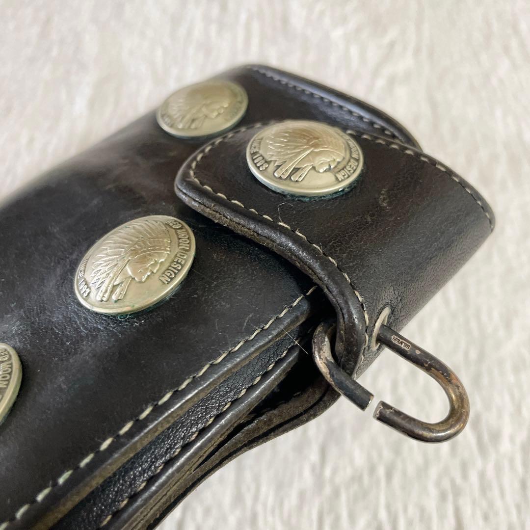 REDMOON レッドムーン 長財布 本革 レザー コンチョ インディアン 黒