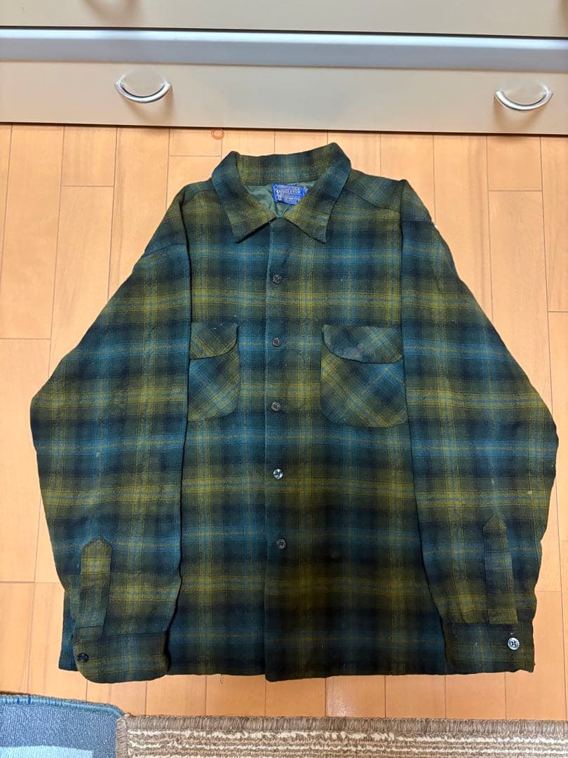 50s PENDLTON ボードシャツ　グリーン　ブラック　XL ヴィンテージ
