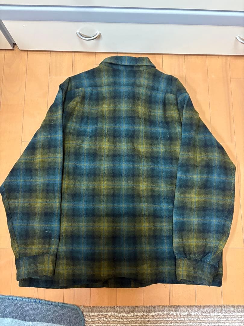50s PENDLTON ボードシャツ　グリーン　ブラック　XL ヴィンテージ
