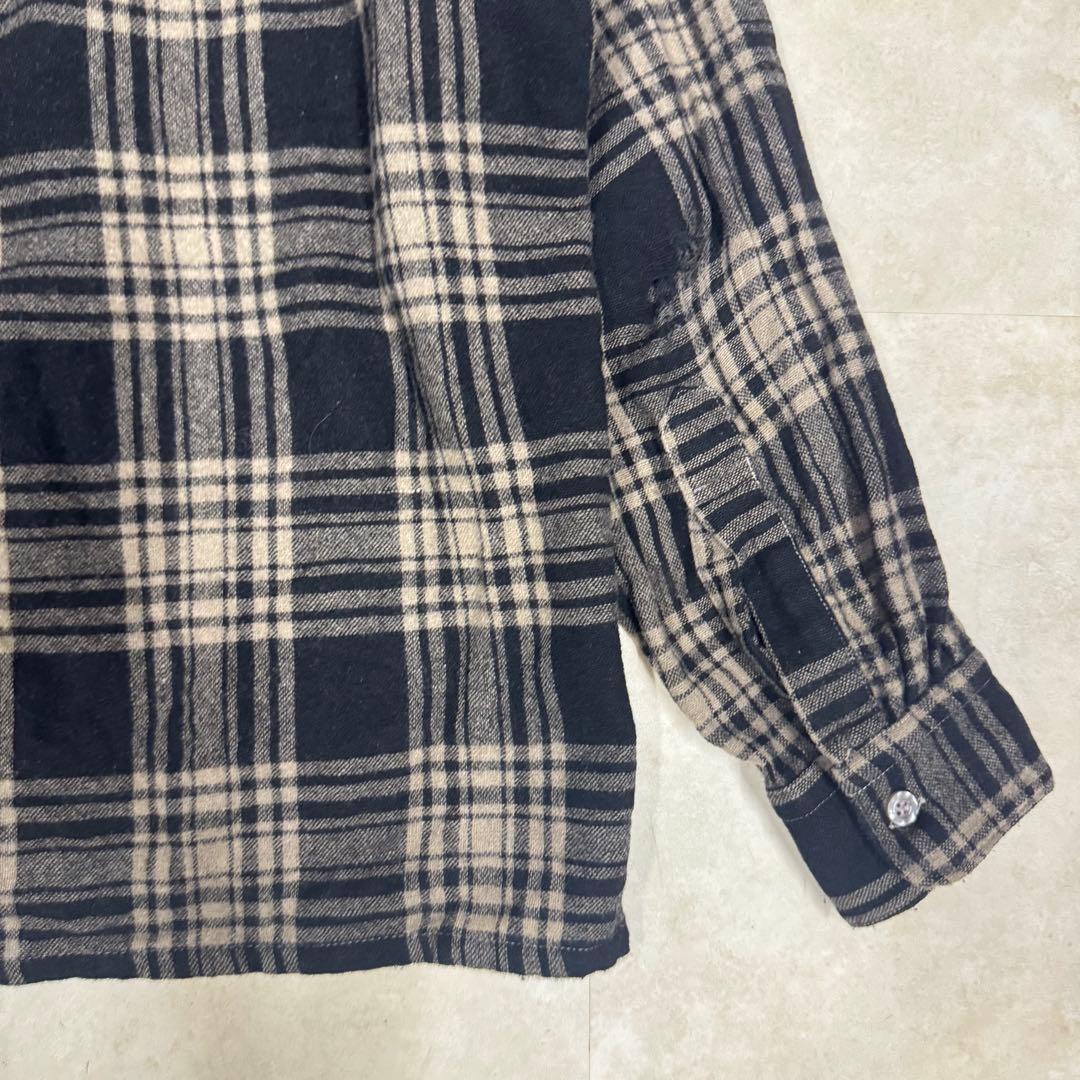 70s ビンテージ sears オープンカラーウールチェックボックスシャツ