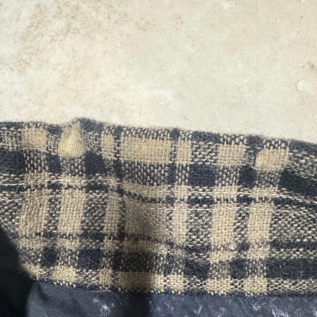 70s ビンテージ sears オープンカラーウールチェックボックスシャツ