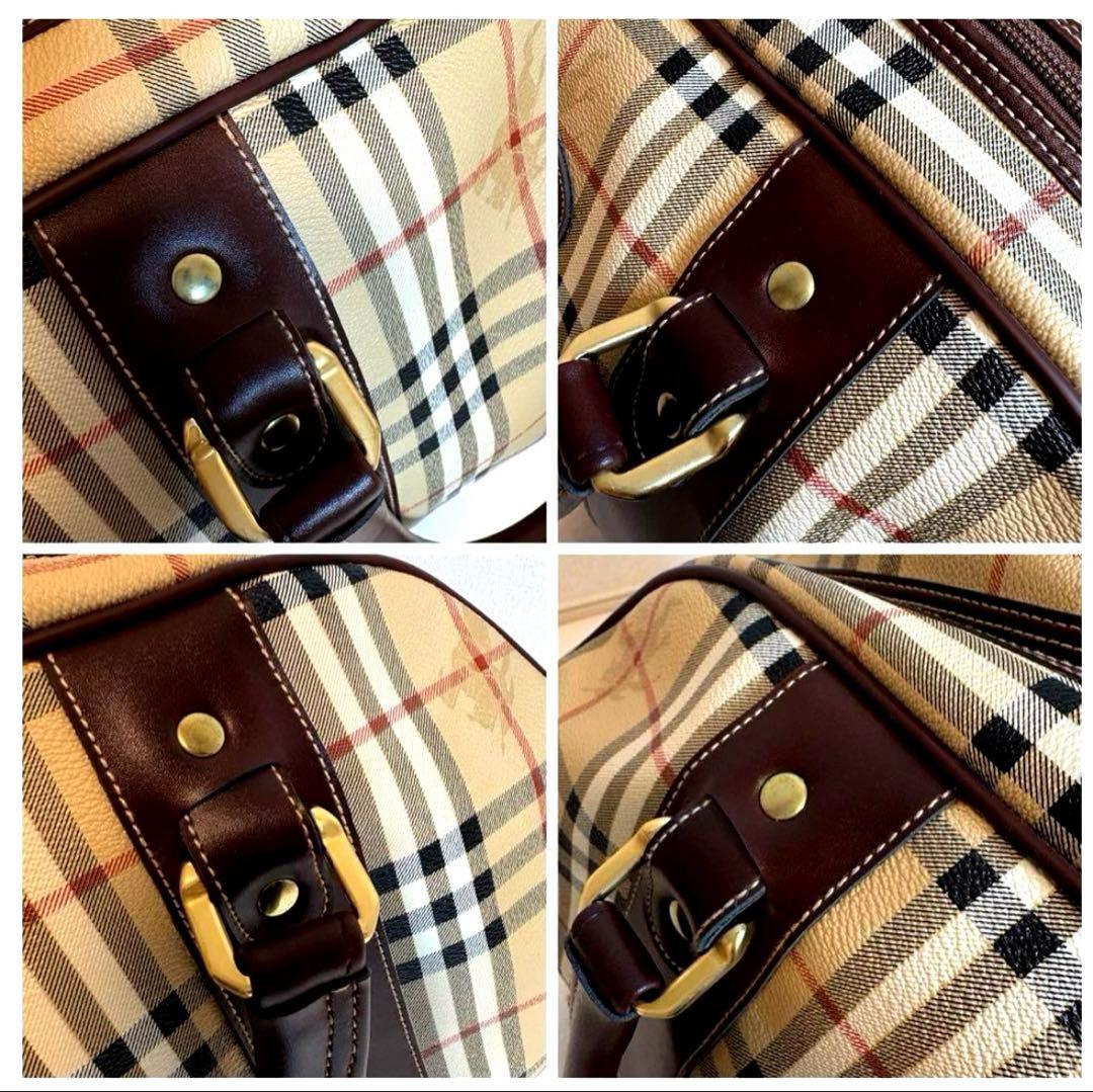 極美品 BURBERRY ボストンバッグ　ノバチェック　2段型PVC レザー鍵付