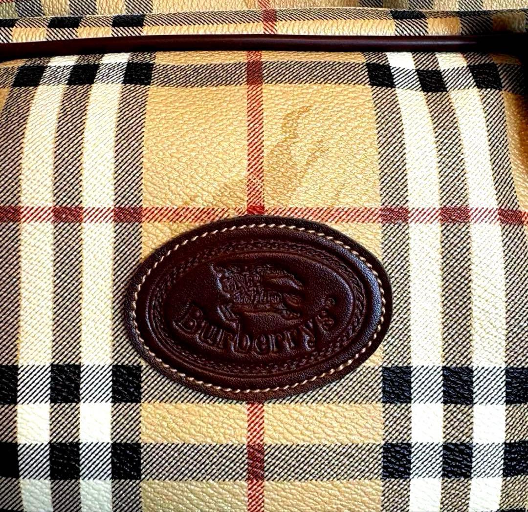 極美品 BURBERRY ボストンバッグ　ノバチェック　2段型PVC レザー鍵付
