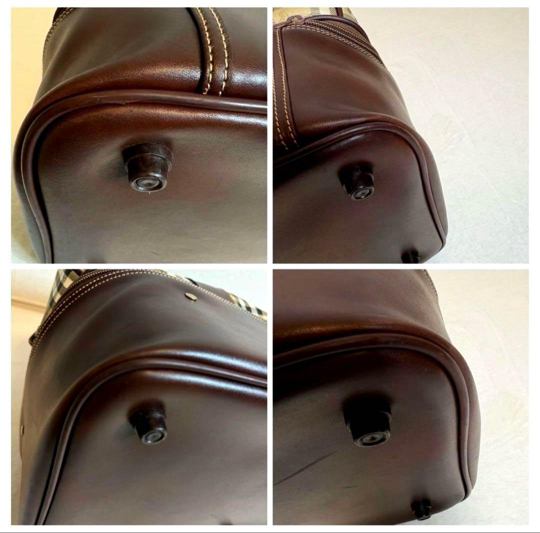 極美品 BURBERRY ボストンバッグ　ノバチェック　2段型PVC レザー鍵付