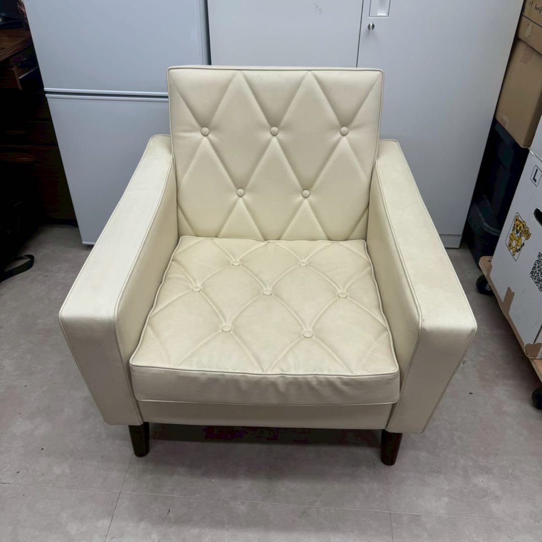 カリモク60 ロビーチェア 1シーター スタンダードアイボリー ソファ　美品