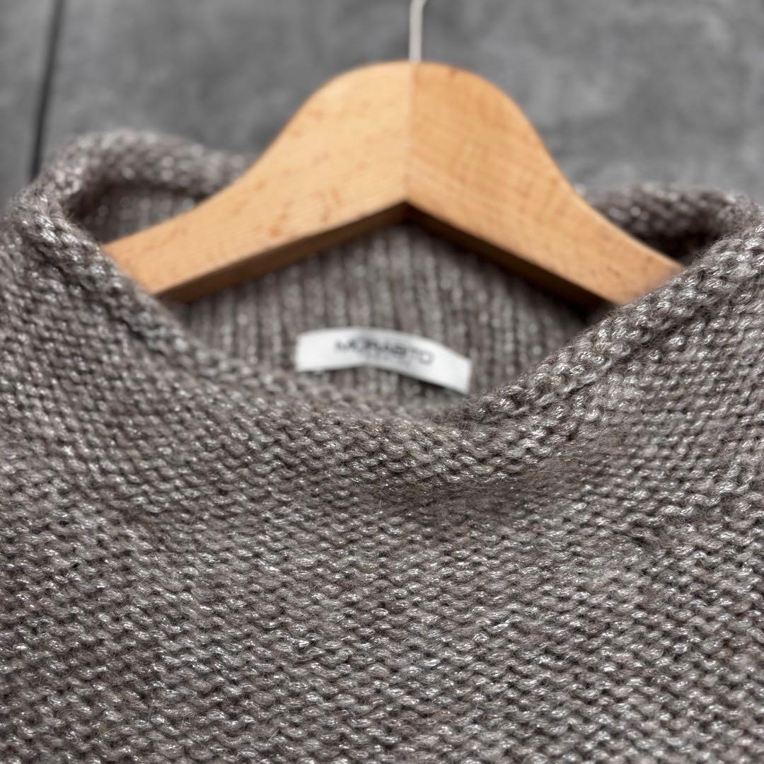 1回着用 MORABITO ニットセーター　アルパカ40% 銀ラメハイネック M