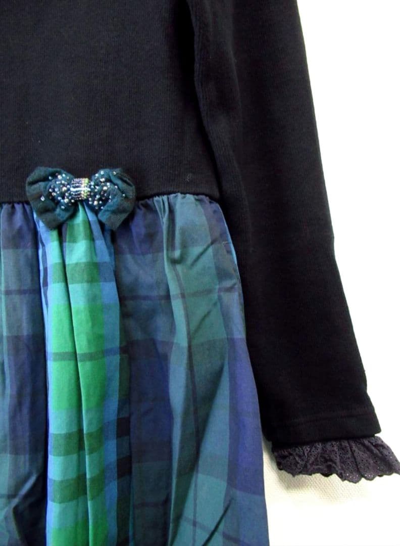 ★ファミリア★人気　完売　チェック　切り替えワンピース　150