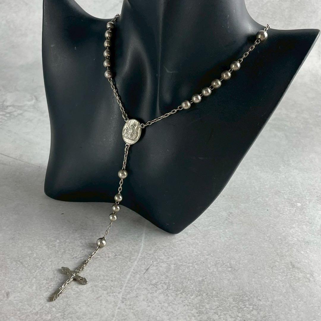 DOLCE&GABBANA ネックレス ロザリオ マリア クロス シルバー