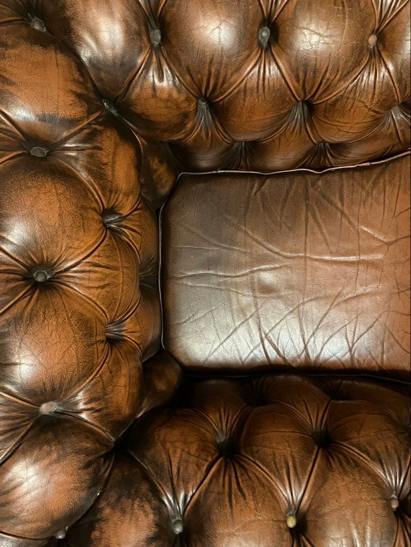 チェスターフィールド本革ソファ1人掛け英国調アンティーク