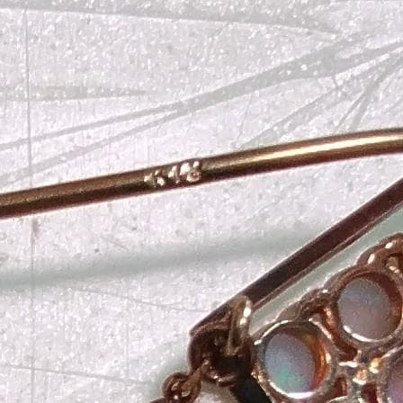 オパール K18 ラペルピン ブローチ スクエア　刻印あり