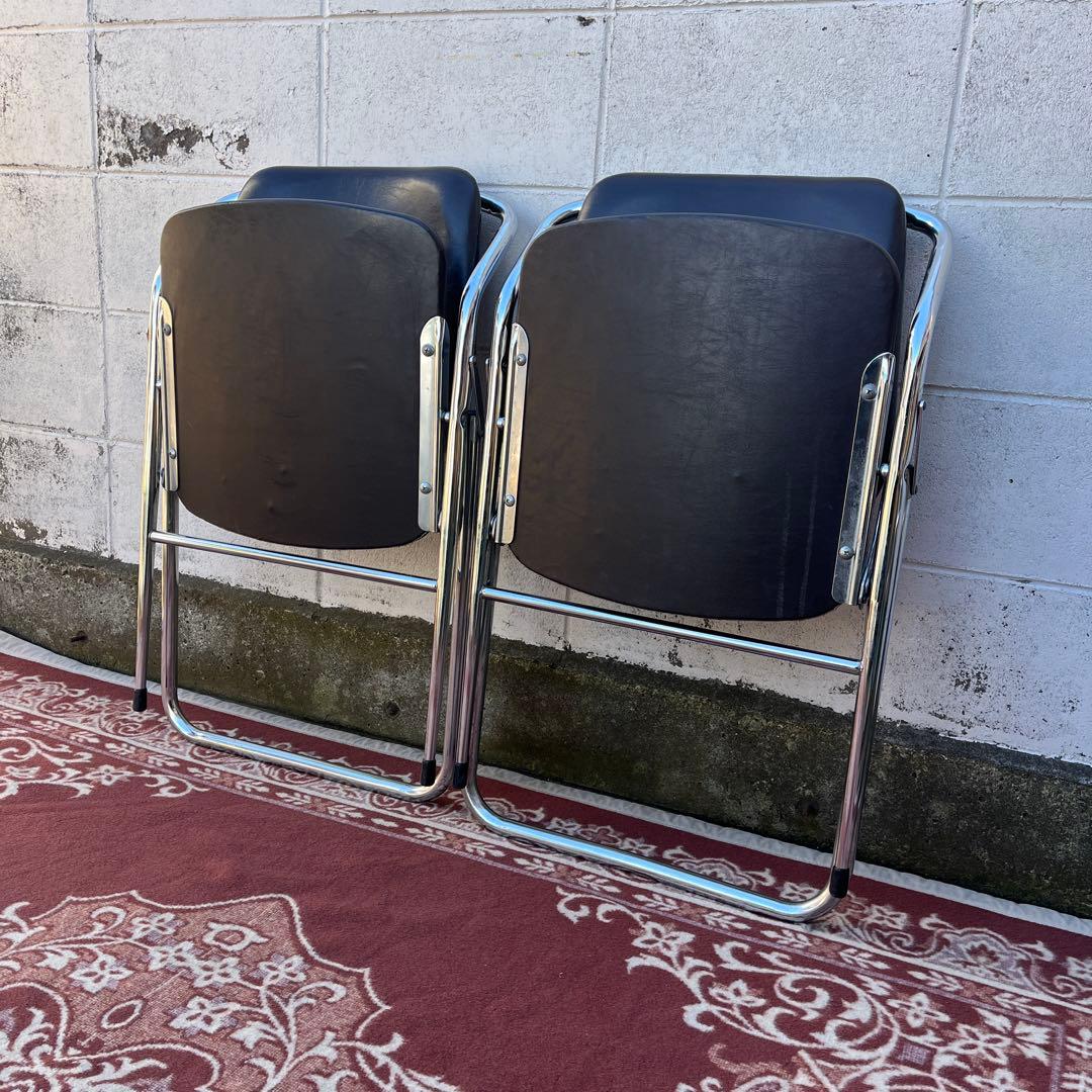 古家具 2点セット◾️KOKUYO 折り畳み椅子/ フォールディングチェア B