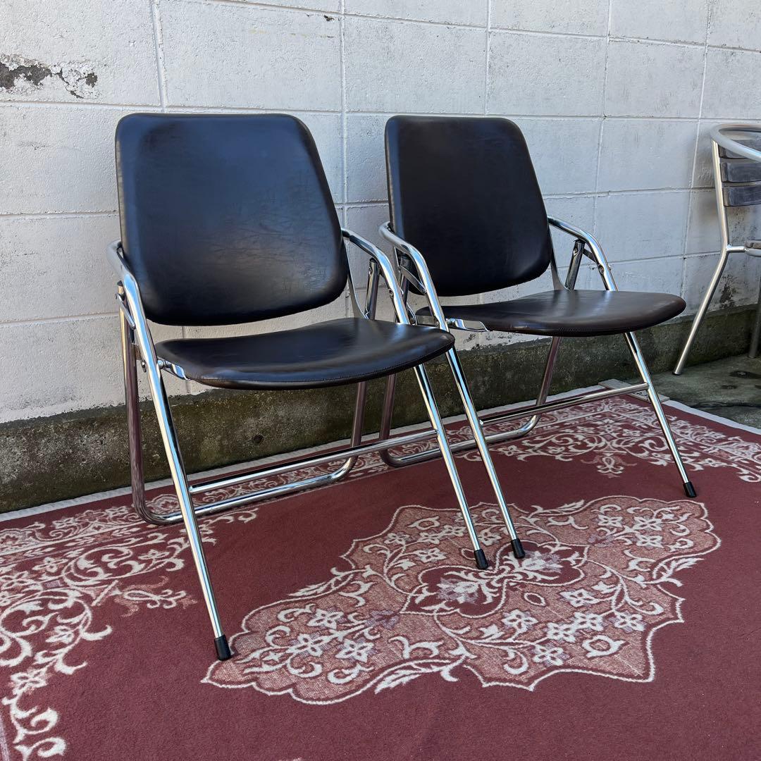 古家具 2点セット◾️KOKUYO 折り畳み椅子/ フォールディングチェア B