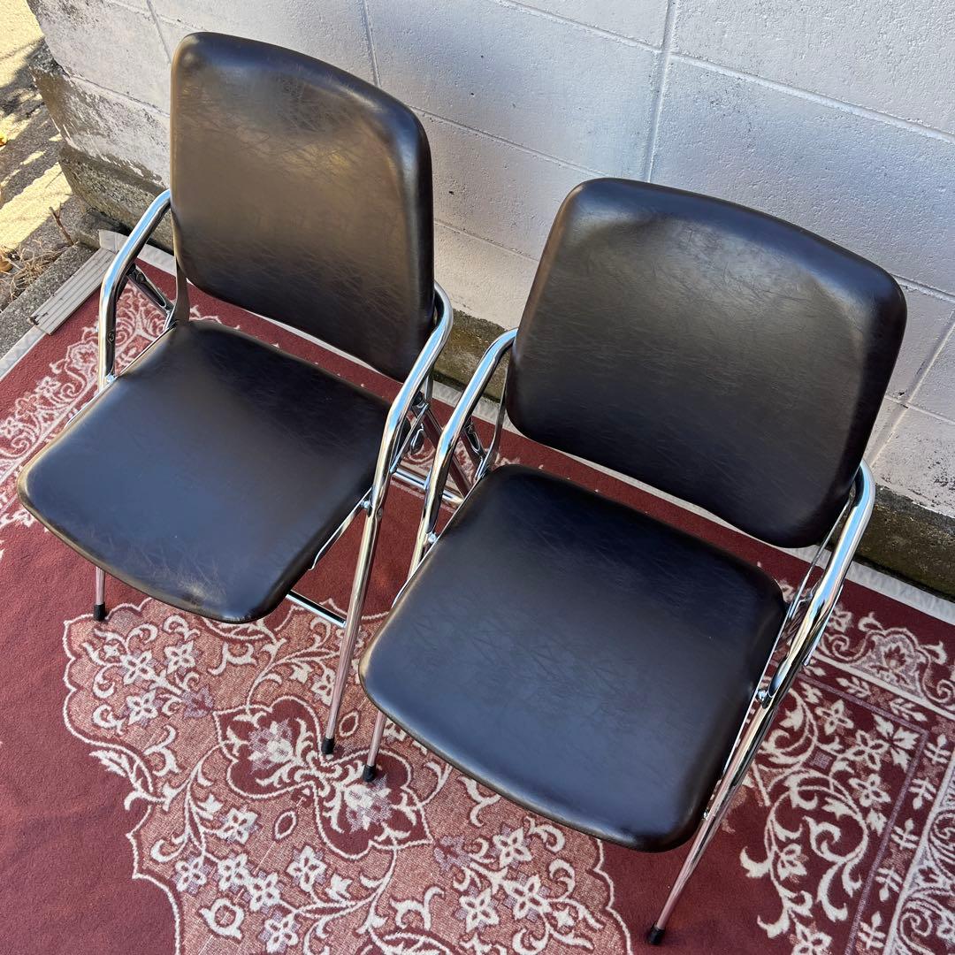 古家具 2点セット◾️KOKUYO 折り畳み椅子/ フォールディングチェア B