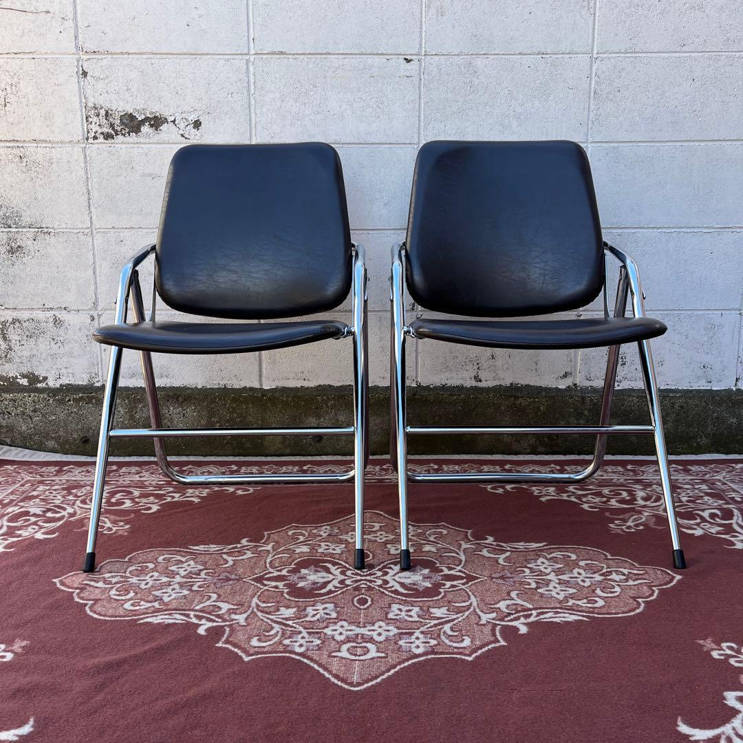 古家具 2点セット◾️KOKUYO 折り畳み椅子/ フォールディングチェア B