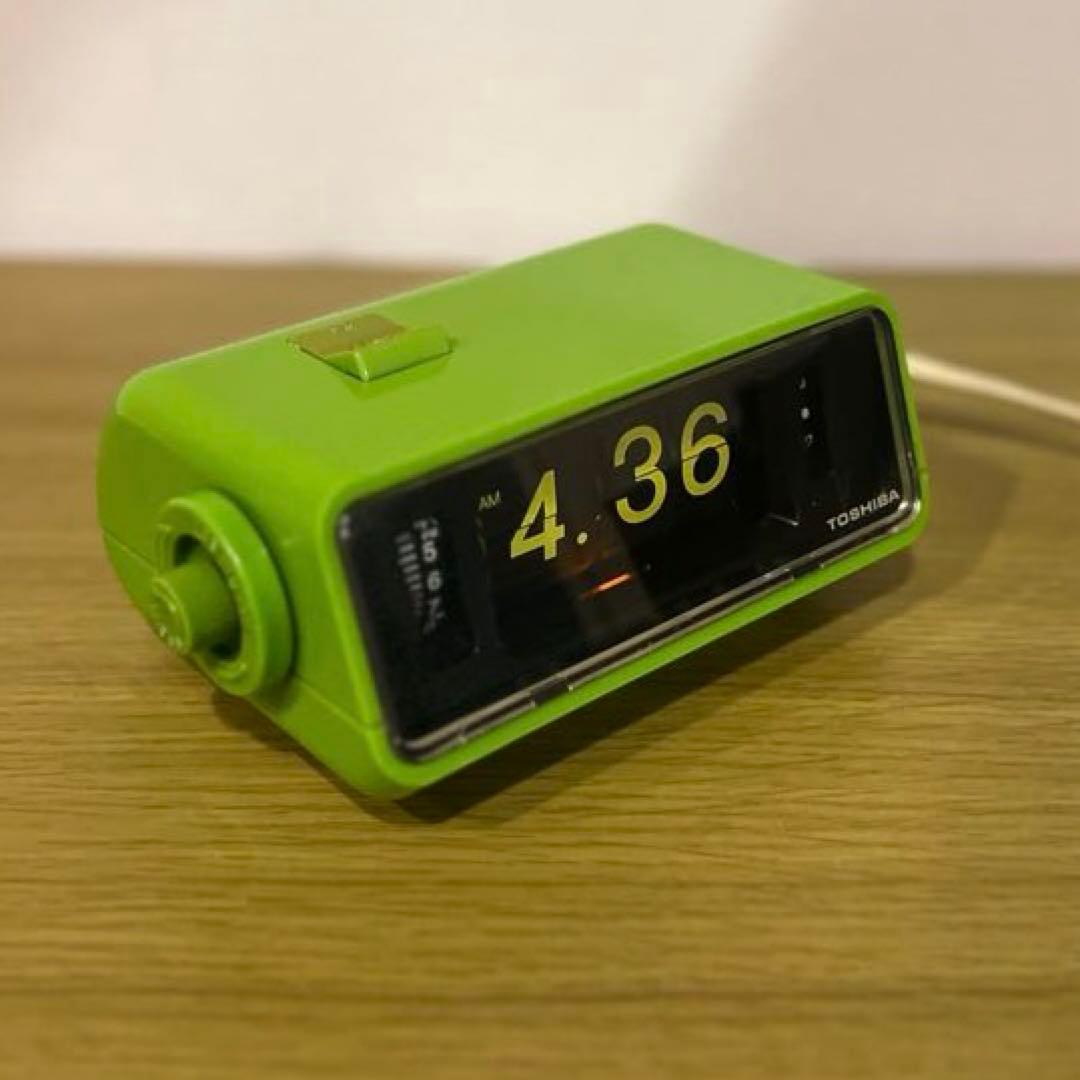 【メンテ済み・動作正常】東芝パタパタ時計 おはようTCM-953 緑