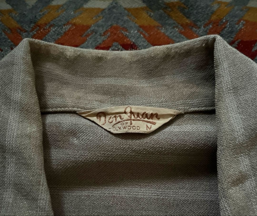 40s 50s Don Juan レーヨン ギャバジン ストライプ シャツ