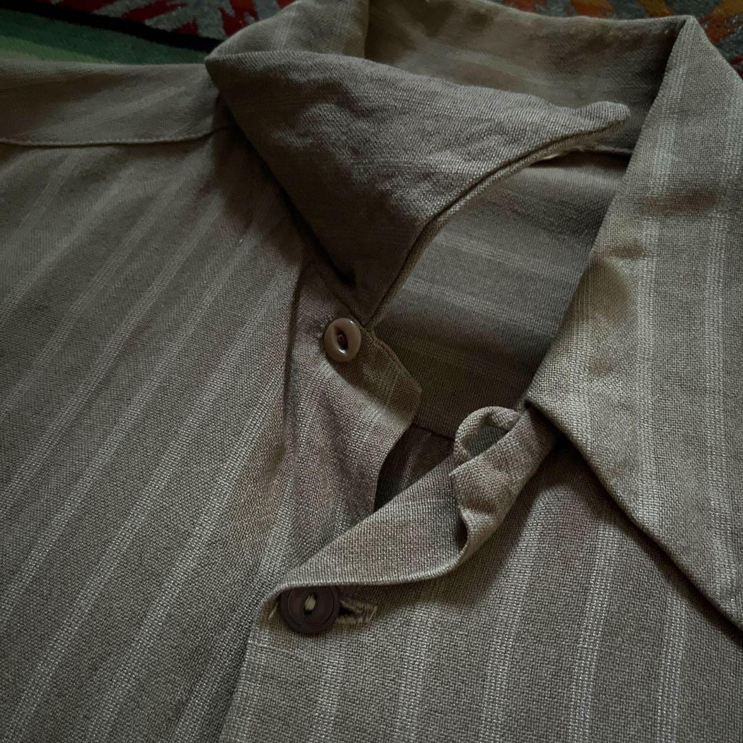 40s 50s Don Juan レーヨン ギャバジン ストライプ シャツ