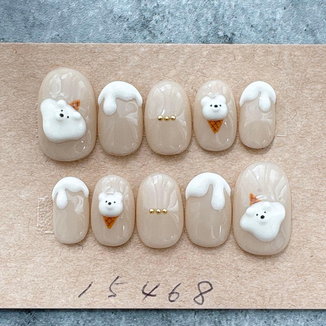 ネイルチップ紫陽花梅雨3Dてるてる坊主ニュアンスオーロラ985