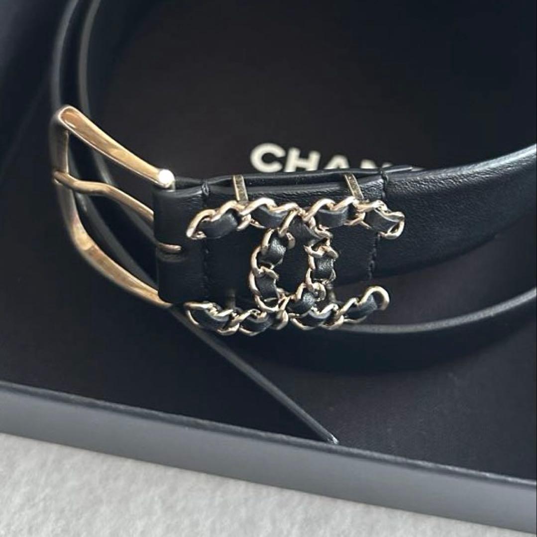【超美品】CHANEL ブラックレザー ベルト