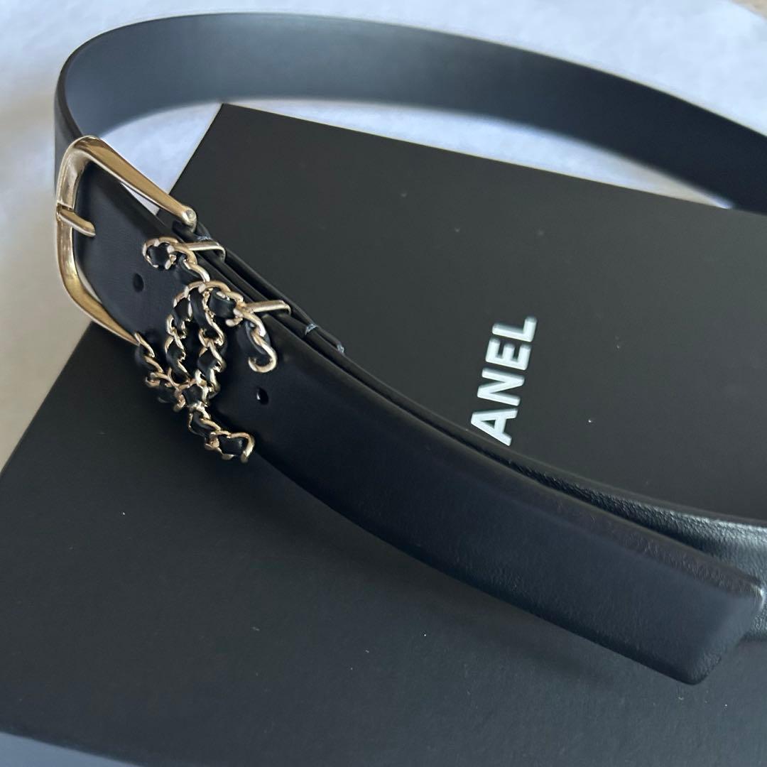 【超美品】CHANEL ブラックレザー ベルト