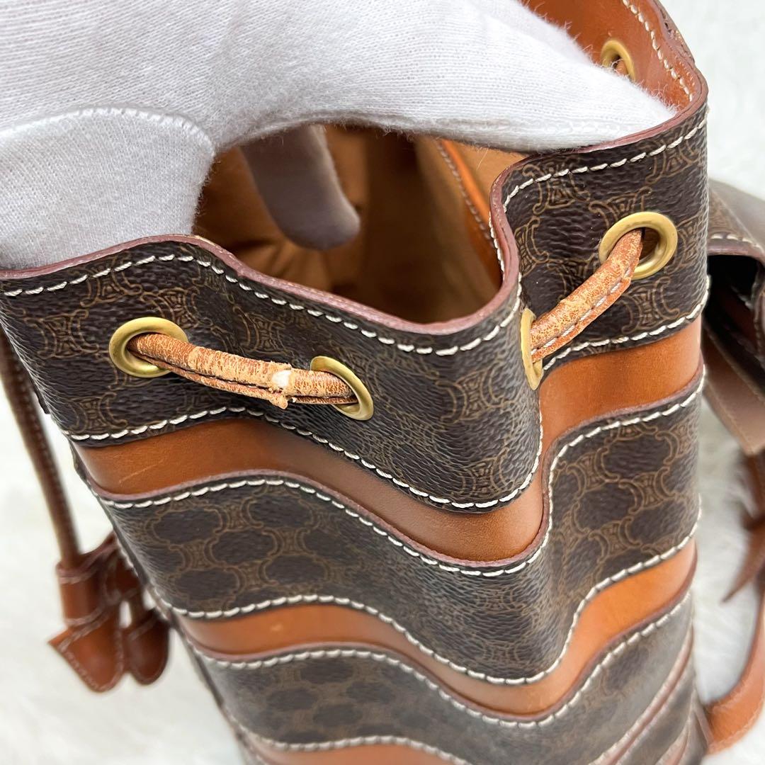 希少 セリーヌ CELINE リュック マカダム レザー PVC 巾着 フラップ