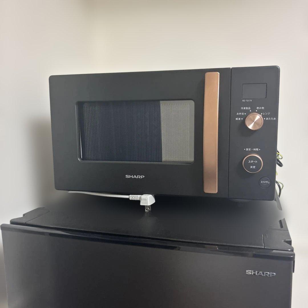 SHARP 冷蔵庫・電子レンジ セット ブラック