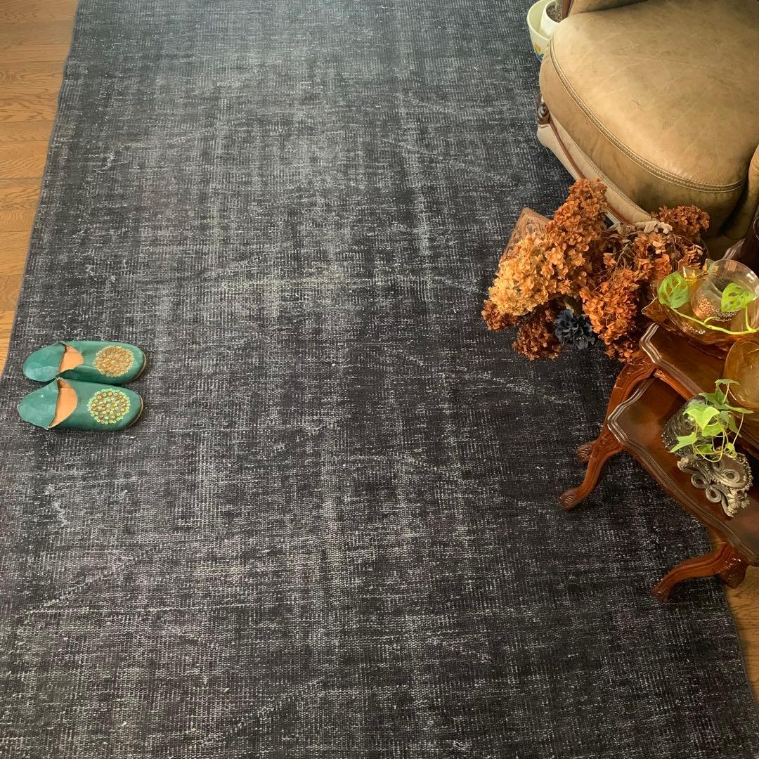 Mom　大判　トルコヴィンテージラグ　ネイビーブラック245×147