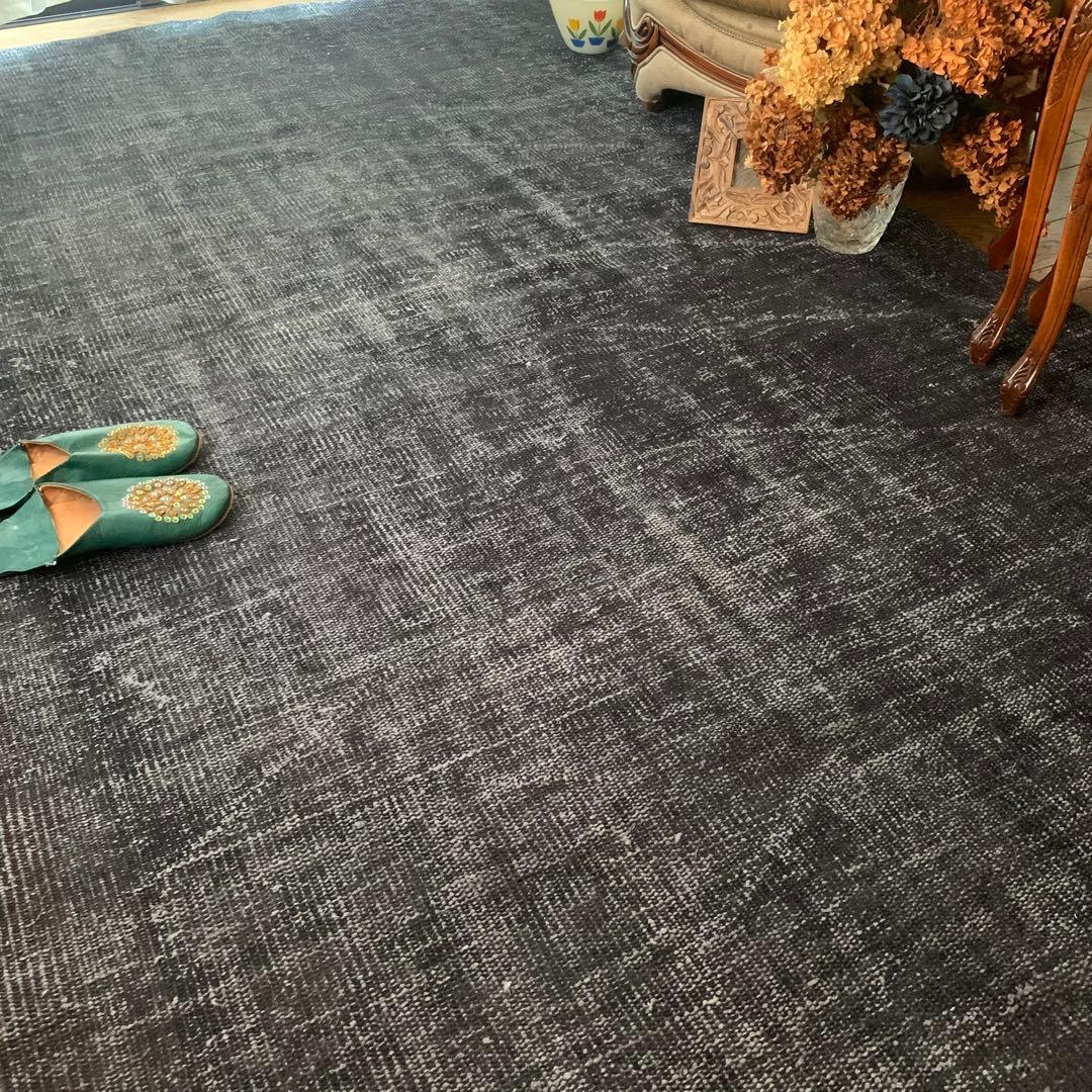 Mom　大判　トルコヴィンテージラグ　ネイビーブラック245×147